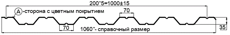 Фото: Профнастил НС35 х 1000 - A (PURMAN-20-Tourmalin-0.5) в Ногинске