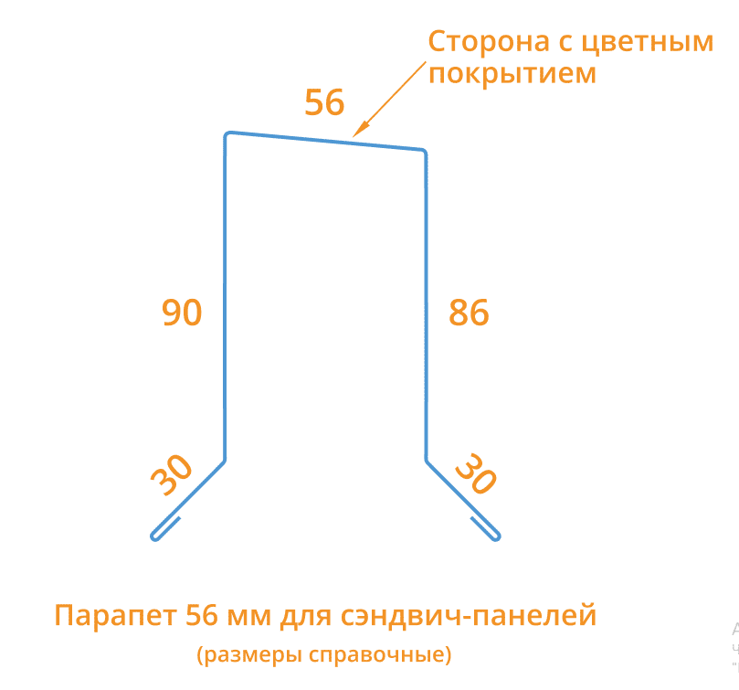 Парапет для сэндвич панелей 56х2000 Фасонное изделие (ПЭ-01-5005-0.45) в Ногинске