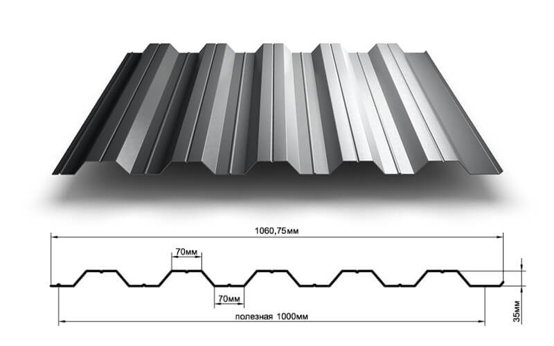 Профнастил НС35 х 1000 - B (PURMAN-20-Argillite-0.5) в Ногинске